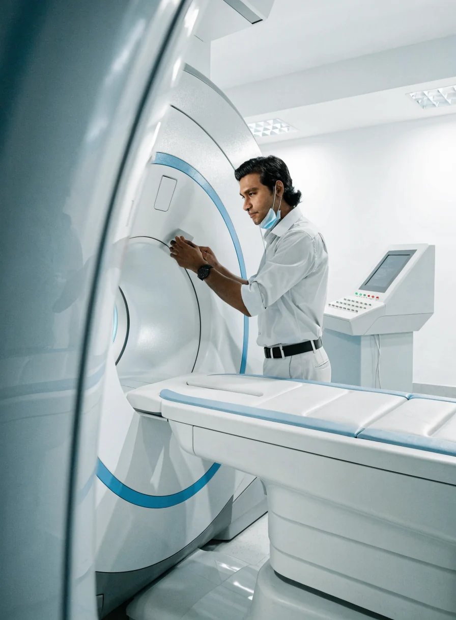 An MRI scanner in a diagnostic imaging suite