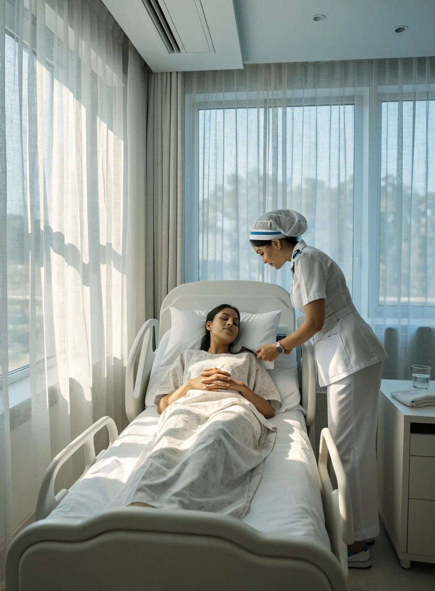 A private inpatient room with daylight