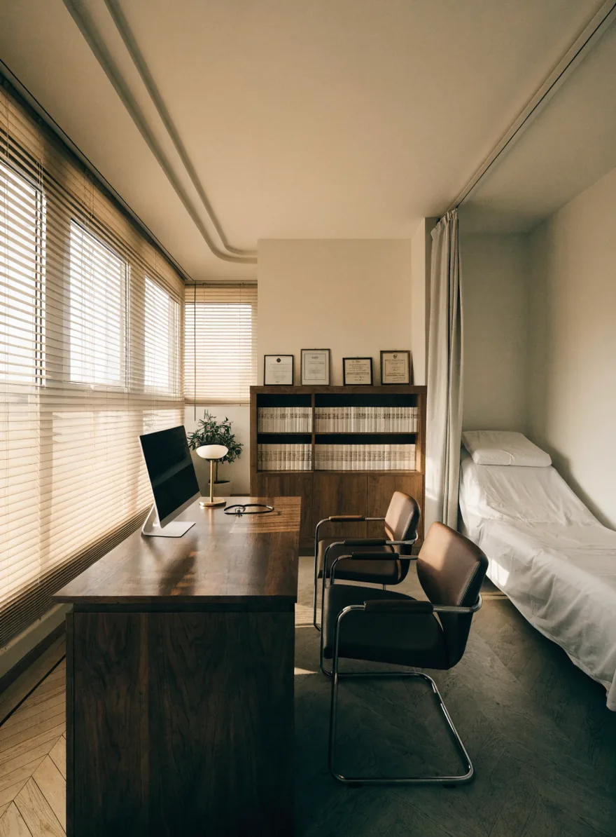 The consulting room at Prottoy Specialised Hospital