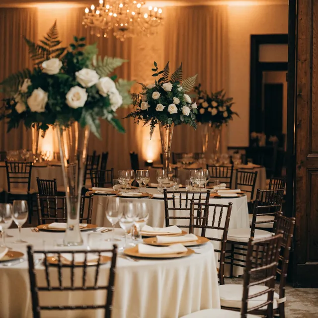 A reception hall laid up before the guests arrive