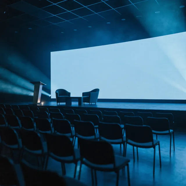 A corporate stage set for a launch