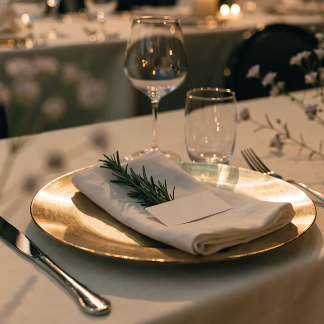 One place setting in candlelight