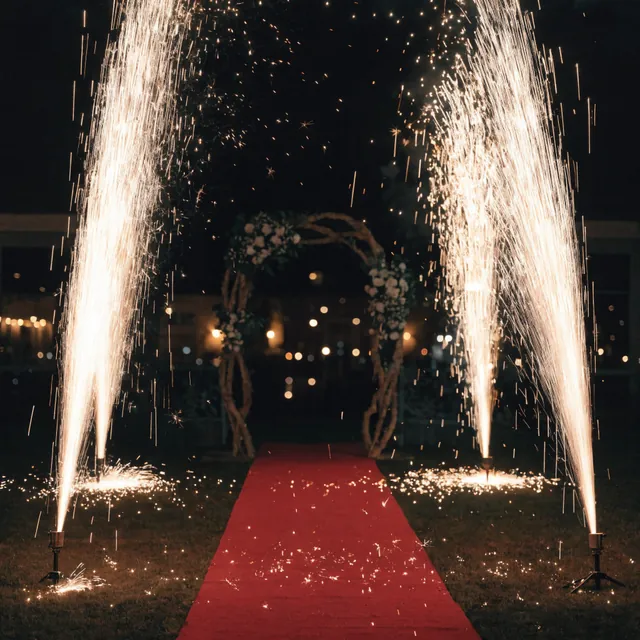 Cold sparks either side of an entrance