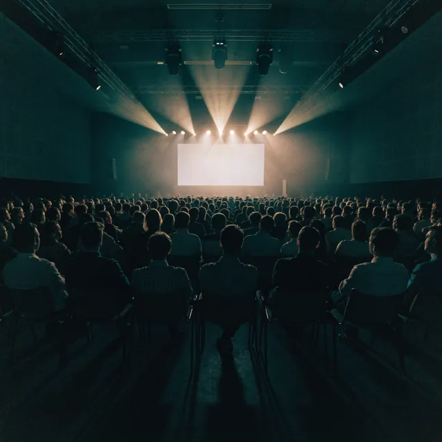 A conference hall from the back