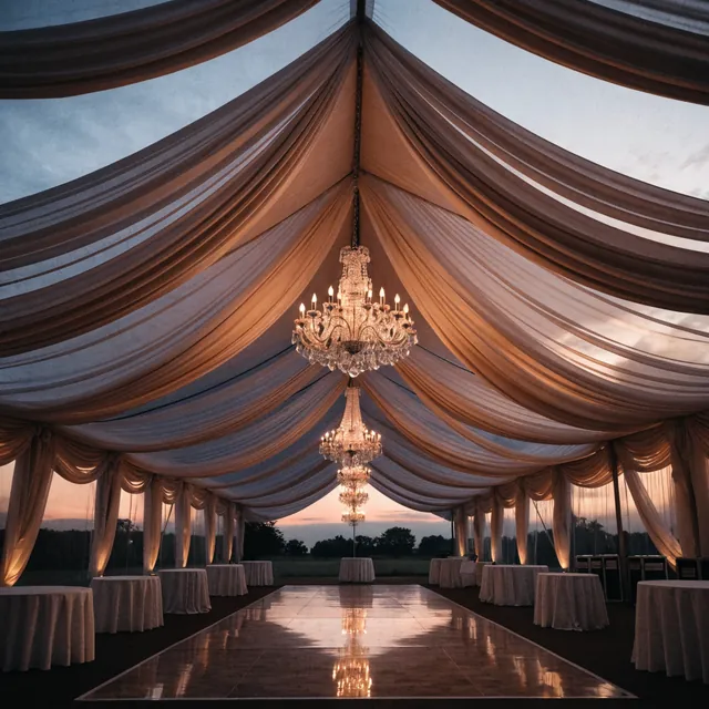A draped marquee interior